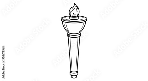 Black and White Torch Illustration - Symbol of Victory, Knowledge, and Olympic Spirit