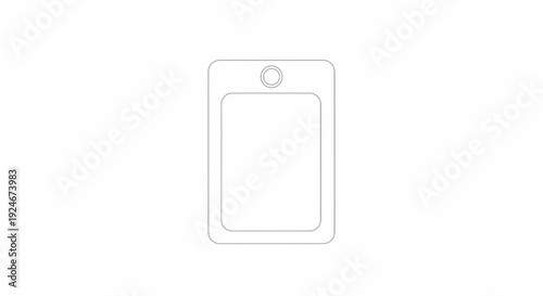 Blank ID Card Holder with Lanyard Hole, Simple Outline Icon, Vector Illustration
