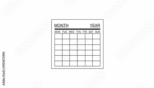Blank Calendar Grid Template for Planning and Organization