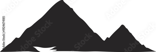 Black Mountain Peak Silhouette, High Altitude Summit Outline, Range Horizon, Nature Landscape, Climbing Adventure, Wilderness Travel, Geography Hiking Exploration.