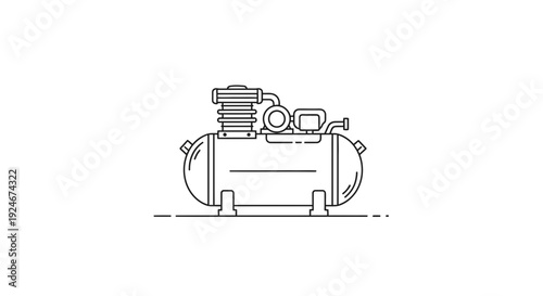 Air Compressor Machine Icon, Industrial Equipment, Outline Vector Illustration