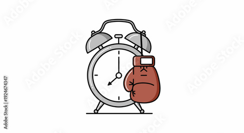 Alarm Clock with Boxing Glove - Time Management and Fighting for Time Concept