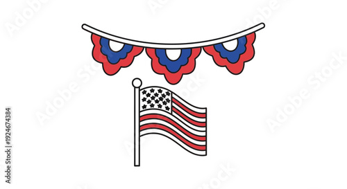 American Flag and Patriotic Bunting Garland Decoration for Celebration