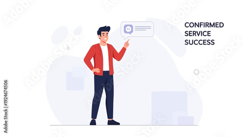 Man Confirms Service Success with Digital Notification