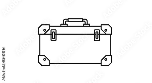 Vintage suitcase icon, retro travel luggage, simple line art illustration