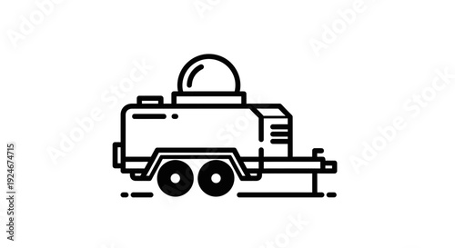 Water Tank Trailer Icon, Water Truck Symbol, Mobile Water Supply Vector