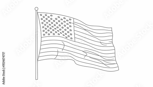Waving American Flag on Pole, United States of America, Independence Day, Patriotism