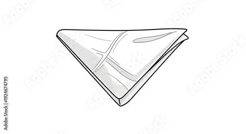 White Handkerchief Folded in a Triangle Shape, Isolated on White Background