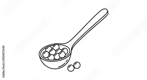 Spoonful of Round Grains or Seeds, Isolated on White Background, Healthy Food Concept