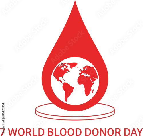 World Blood Donor Day 2023: Symbolic Red Drop and Globe Illustration for Health Awareness