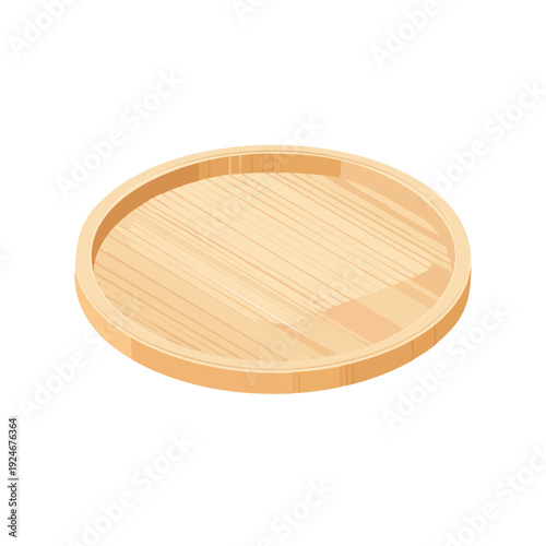 Premium Transparent Round Bamboo Serving Tray Illustration EPS