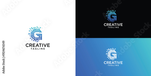 Technology logo vector. G initial logo design