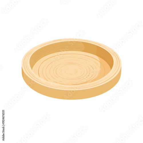 Premium Transparent Round Bamboo Serving Tray Illustration EPS