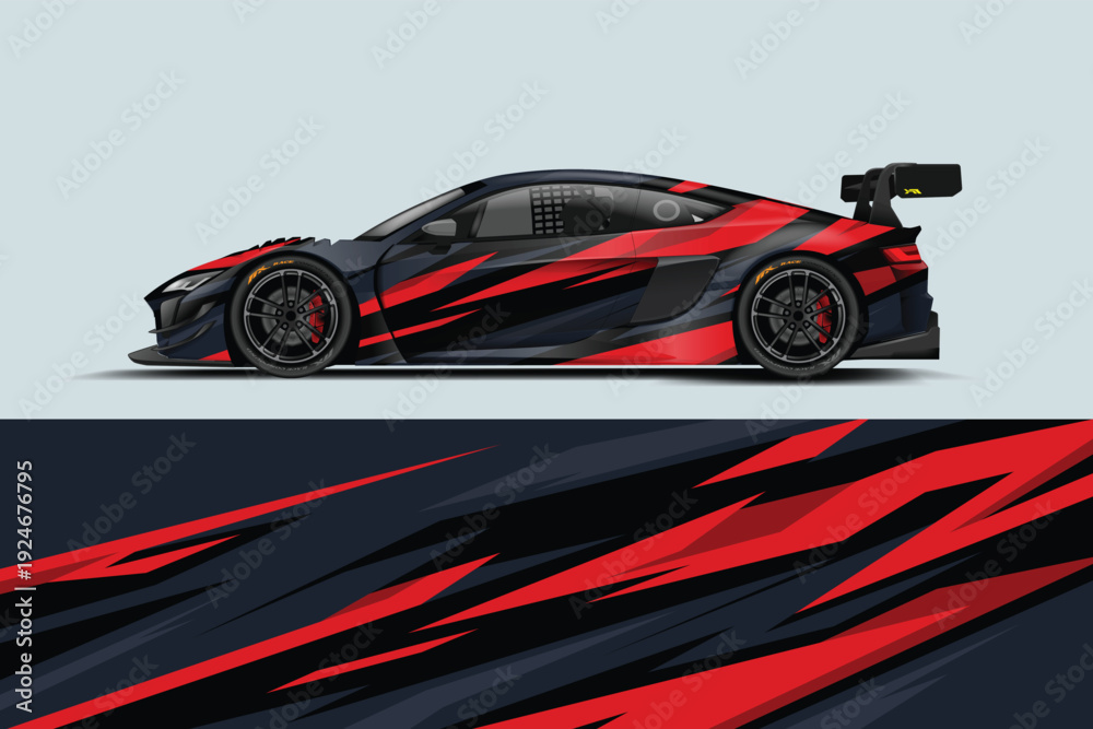 Fototapeta premium Car livery graphic vector design. Abstract grunge background wrap design for vehicle vinyl stickers and car branding.