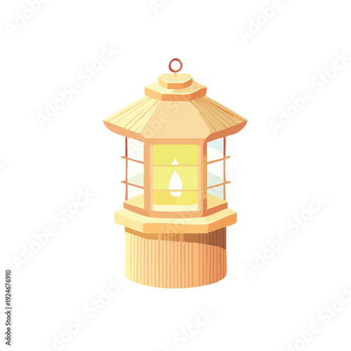 Premium Transparent Golden Lantern Glow Illustration EPS