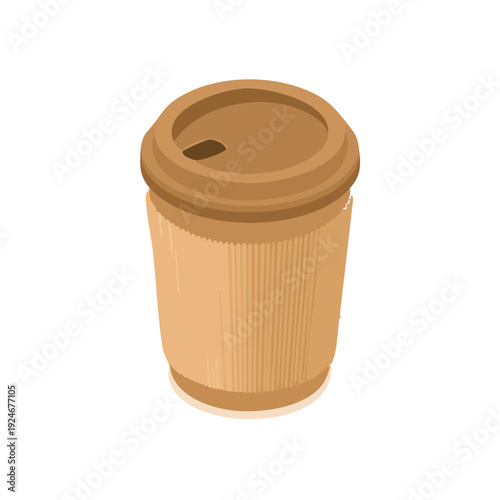 Premium Transparent Beige Kraft Takeaway Coffee Cup Illustration EPS