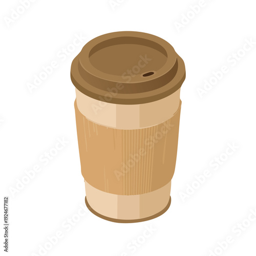 Premium Transparent Beige Kraft Takeaway Coffee Cup Illustration EPS