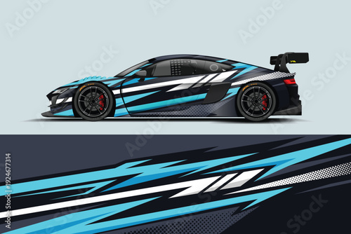 Car livery graphic vector design. Abstract grunge background wrap design for vehicle vinyl stickers and car branding.