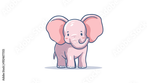 Charming AI-generated cartoon baby elephant illustration, featuring an adorable pink pachyderm with a sweet expression, ideal for children's books, nursery decor, or delightful digital projects