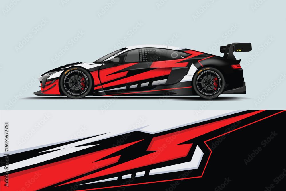 Naklejka premium Car livery graphic vector design. Abstract grunge background wrap design for vehicle vinyl stickers and car branding.