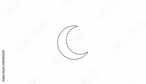 Simple Crescent Moon Outline Icon on White Background