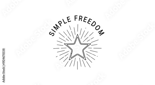Simple Freedom Starburst Emblem - Minimalist Design with Inspirational Quote