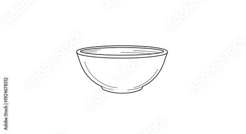 Simple Line Drawing of a Bowl on a White Background