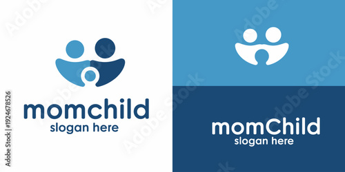 Minimalist for mom and child healthcare with blue and white color scheme
