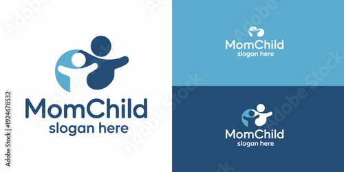 Minimalist for maternal and child healthcare in blue and light blue tones