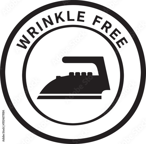 Wrinkle Free iron symbol icon in black and white circle