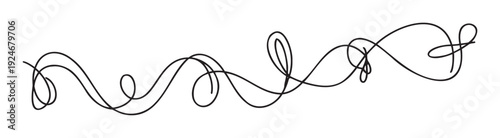 Elegant black single line drawing with various loops and curves offering a simple yet sophisticated visual for digital presentations, branding, or creative backgrounds.