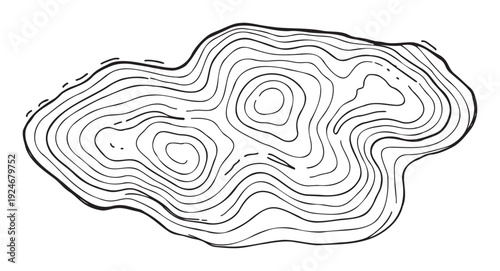 Abstract flowing topographic contour lines creating an organic landscape drawing perfect for modern graphic backgrounds, map visualizations, or textured surface designs