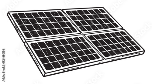 Foldable solar panel array generating sustainable clean energy, perfect for camping trips, off grid power solutions, and environmental technology presentations