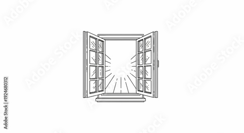 Open Window with Light Rays, Symbolizing Opportunity and New Beginnings
