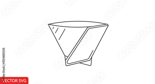 Origami Coffee Filter Cone, Pour Over Dripper, Minimalist Line Art Icon