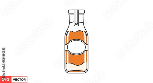 Orange Juice Bottle with Label - Fresh Beverage Icon