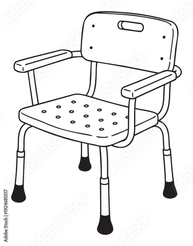 Essential bathroom safety support equipment, a versatile and adjustable shower chair providing stability and comfortable assistance for individuals needing bathing aid solutions.