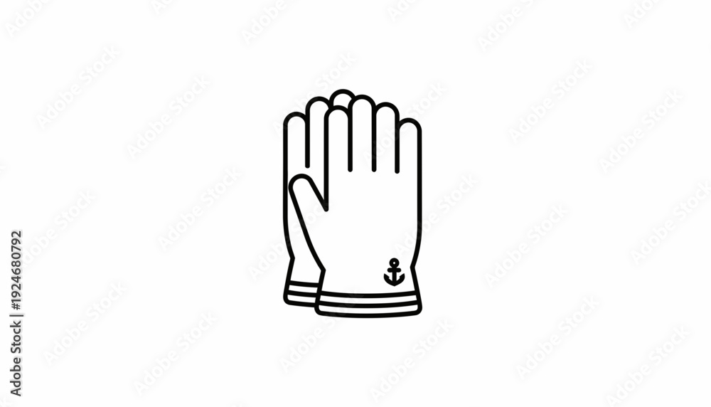 Fototapeta premium Nautical Gloves Icon with Anchor Symbol
