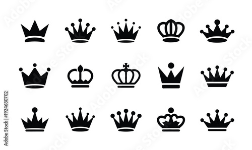 Royal crown icons collection set, big collection crowns, vintage style, luxury, heraldic, vector