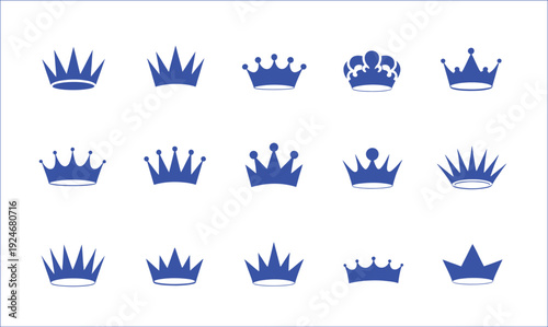 Royal crown icons collection set, vintage crowns, monarchy symbols, luxury emblem, classic, vector