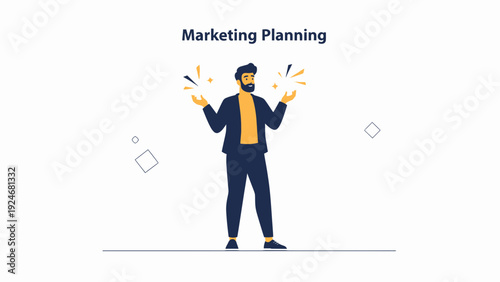 Man with ideas for marketing planning, business strategy, creative thinking