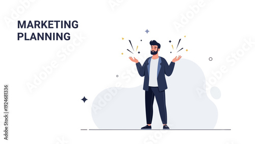 Man with Idea Sparkles, Marketing Planning Concept, Business Strategy