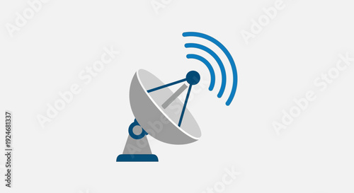 Satellite Dish Antenna Broadcasting Signal Waves