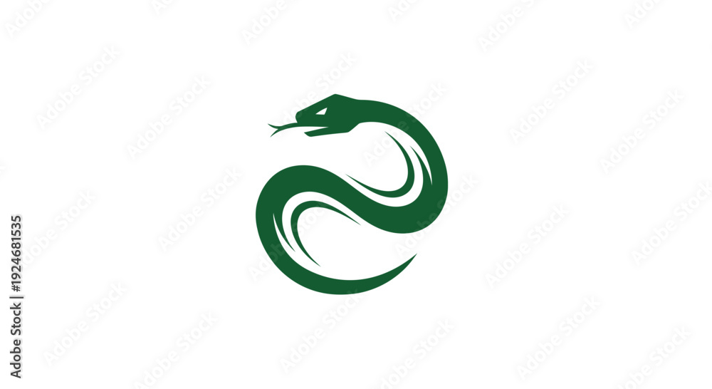 Fototapeta premium Green Snake Logo Silhouette on White Background