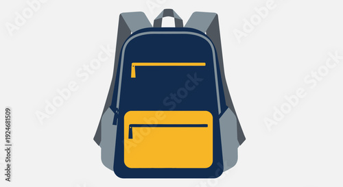 Blue and yellow backpack, flat design, school bag icon