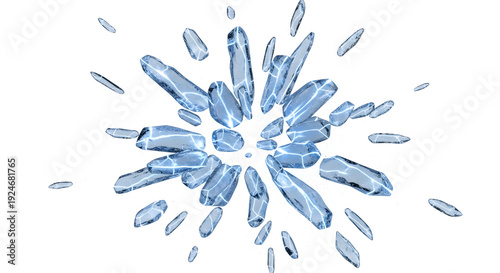 a blue ice cube with a hole in the middle