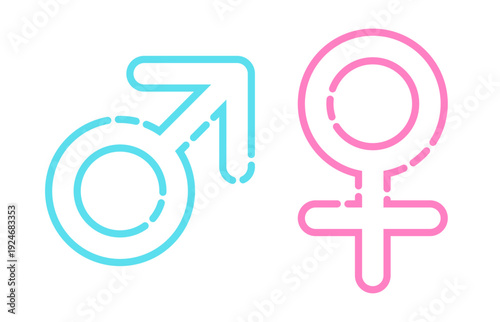 おしゃれなオスメスの性別記号 透過 ベクター素材