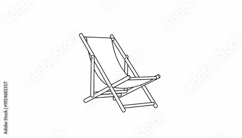 Minimalist Line Art Drawing of a Classic Deck Chair on White Background
