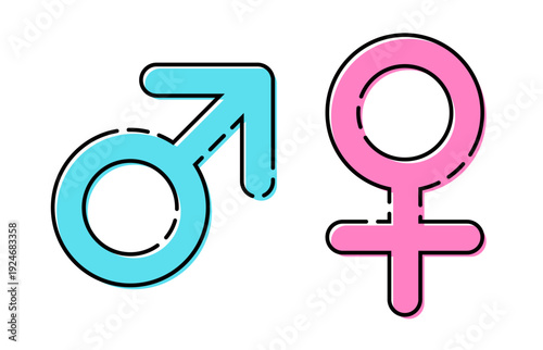 おしゃれなオスメスの性別記号 透過 ベクター素材