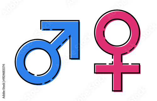 おしゃれなオスメスの性別記号 透過 ベクター素材